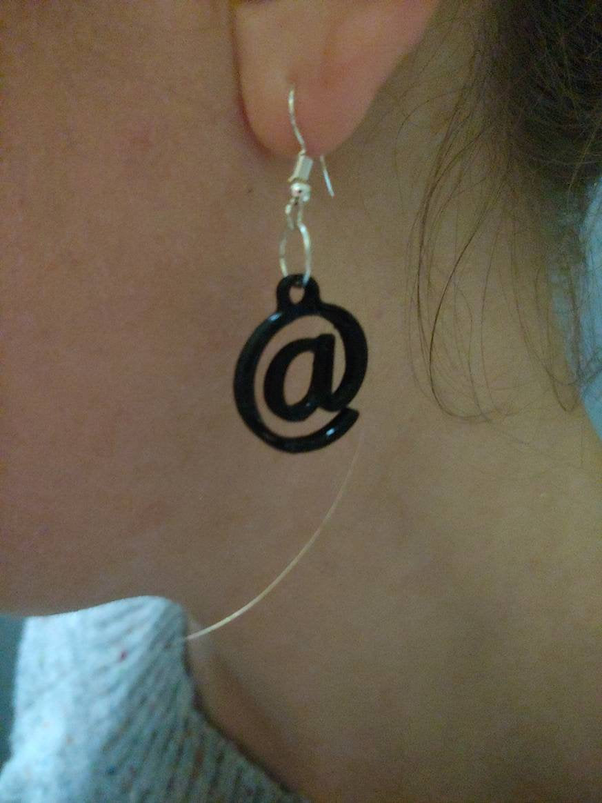 Email themed @ earrings - at sign earrings