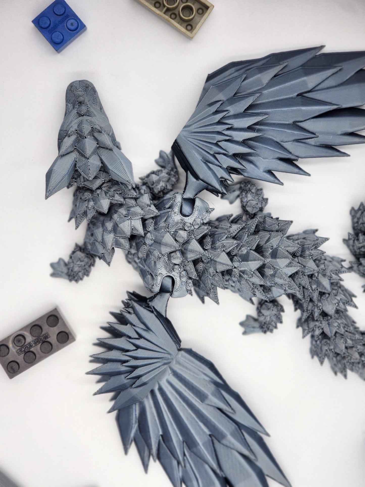 Winged Crystal Dragon Toy! Articulated Dragon with moving jaw, 3D Printed Fidget Dragon, Great Gift for Kids!