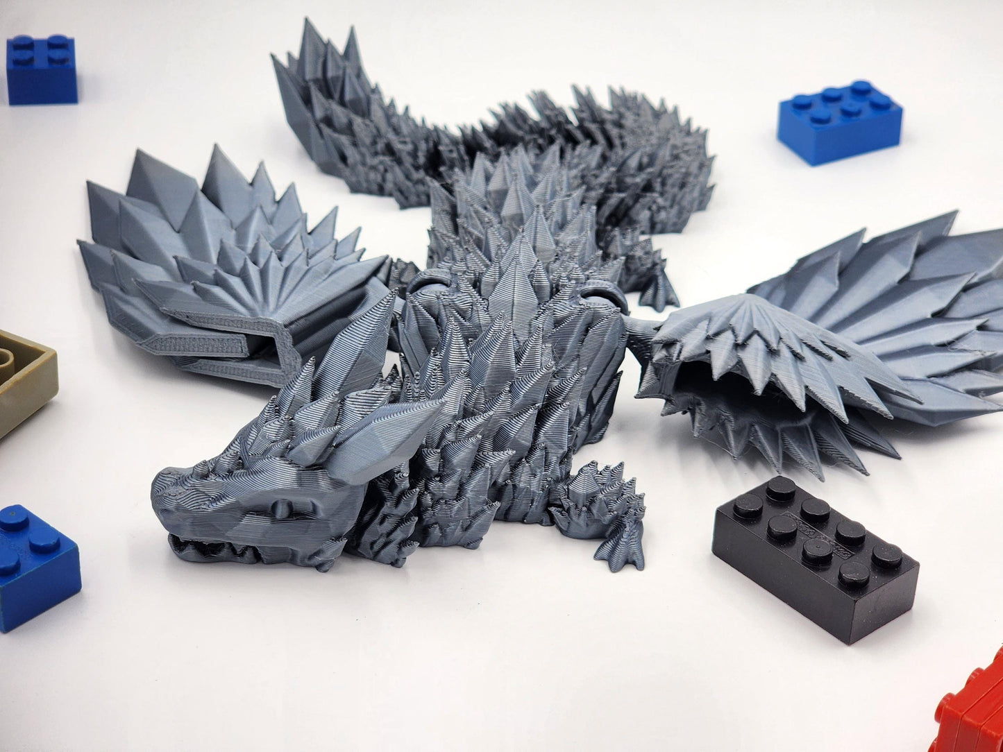 Winged Crystal Dragon Toy! Articulated Dragon with moving jaw, 3D Printed Fidget Dragon, Great Gift for Kids!