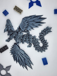 Winged Crystal Dragon Toy! Articulated Dragon with moving jaw, 3D Printed Fidget Dragon, Great Gift for Kids!