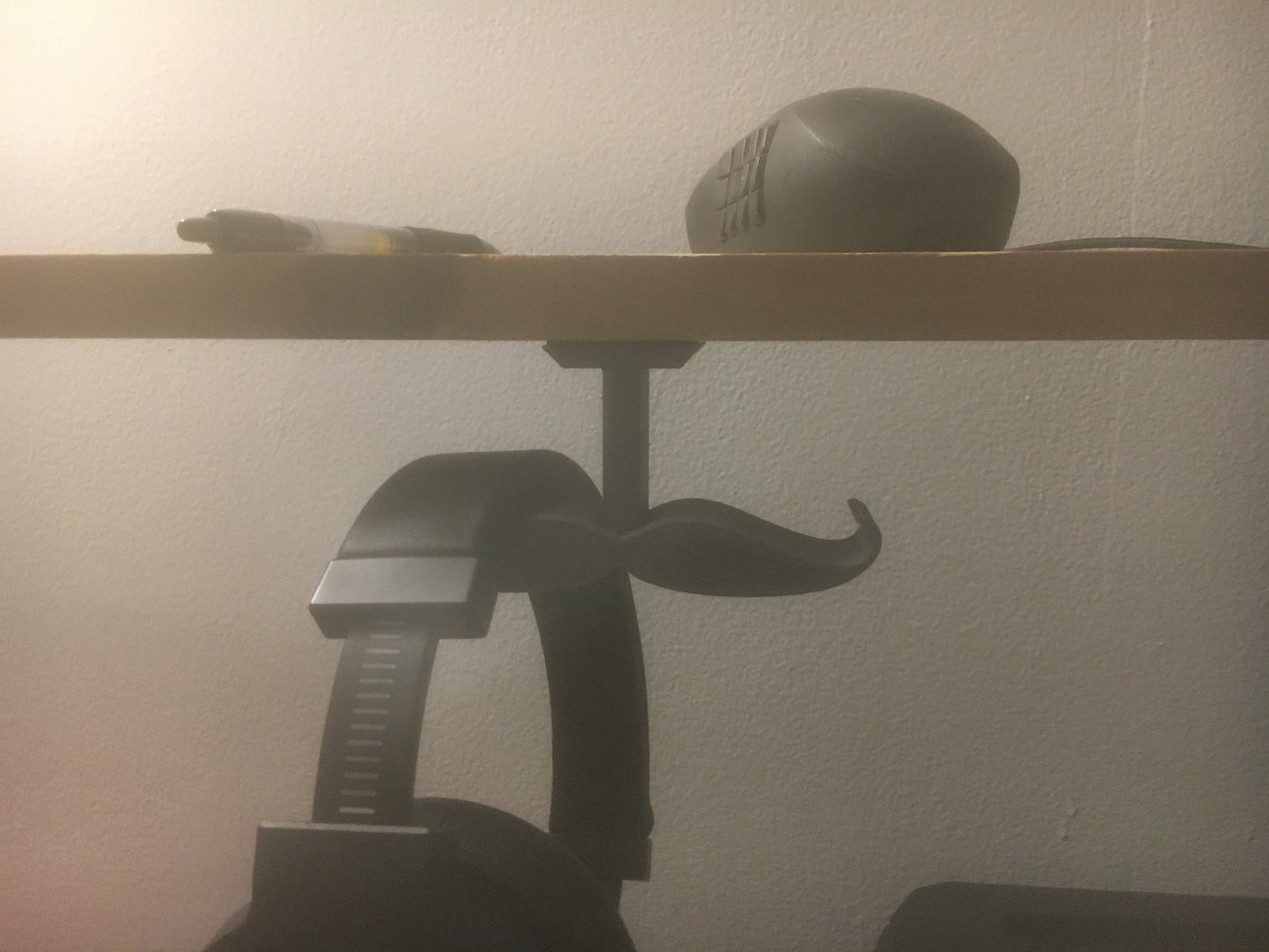 The 'stache - moustache headset under desk mount, desk organization, headphone hangar