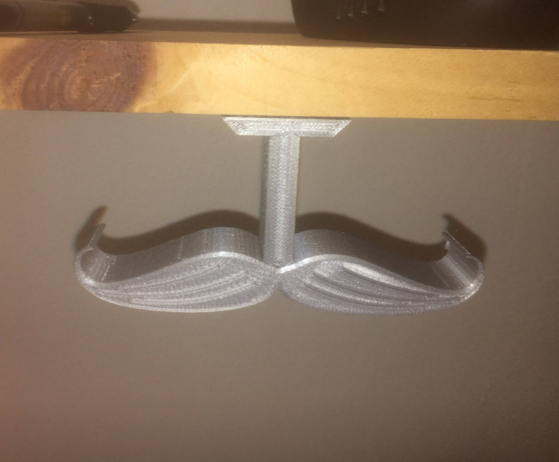 The 'stache - moustache headset under desk mount, desk organization, headphone hangar