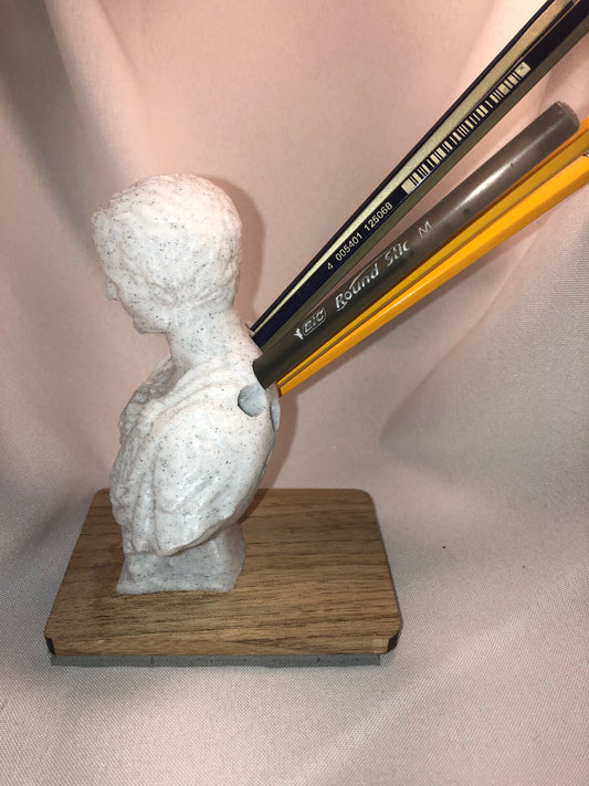 Caesar pencil holder, desk organizer, shakespeare desk art, caesar sculpture, pen holder,roman
