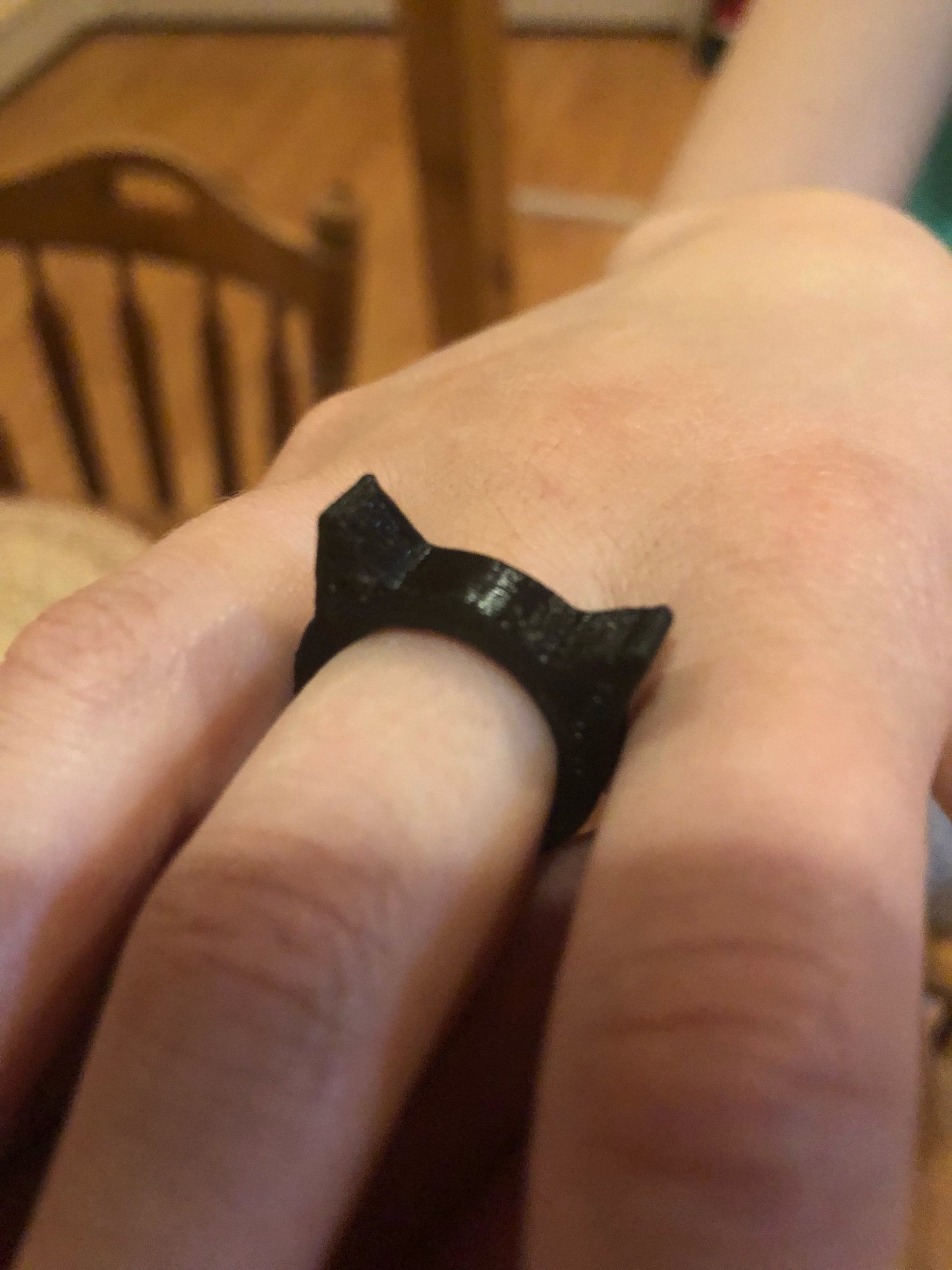 Kitty cat ring, 3d printed cat ring, black cat ring, cat ears ring gift